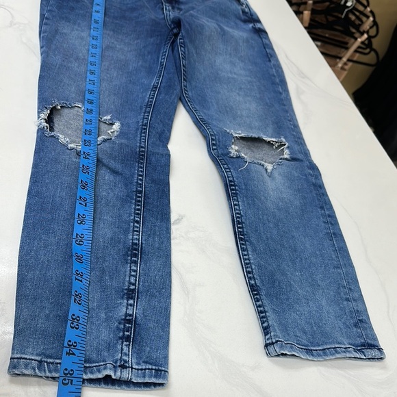 Free People High Rise Busted  Blue Wash Distressed Skinny Women's Jeans … - Picture 5 of 10